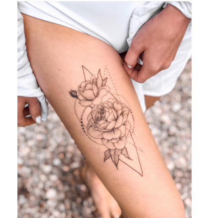 Временная татуировка "Розы в геометрии" А5, фото 2, цена 170 грн